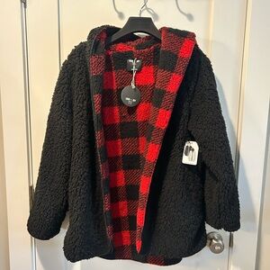 Cozy Women’s Checkered Jacket - Black and Red